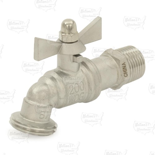 1/2" MPT 304 St. Steel Hose Bibb Ball Valve, 1/4-Turn (Lead-Free)..