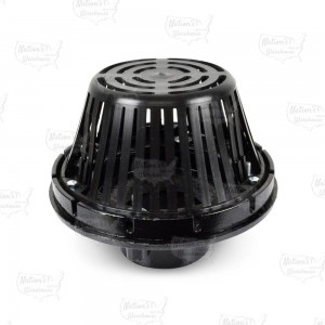 Cast Iron Roof Drain w/ Plastic Dome Strainer, 4" No-Hub