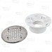 Low-Profile (Short) PVC Floor Drain w/ Round Stainless Steel Strainer, 2" Hub x 3" Inside Fit