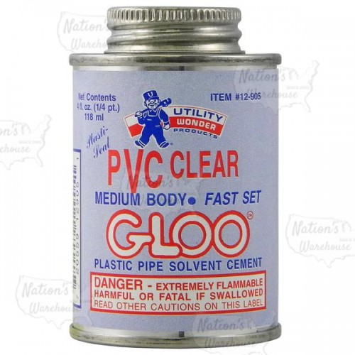 PVC Cement w/ Dauber, Medium-Body Fast-Set, Clear, 4oz