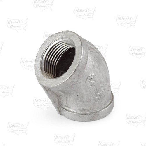 3/4" 304 Stainless Steel 45° Elbow, FNPT threaded