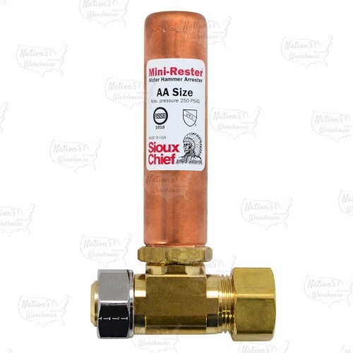 5/8" O.D. compr. x 5/8" O.D. female compr. Tee, Mini-Rester Water Hammer Arrestor (Lead-Free)