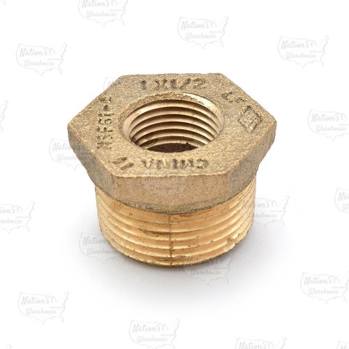 1" MPT x 1/2" FPT Brass Bushing, Lead-Free