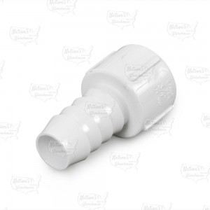 3/4" Barbed Insert x 3/4" Socket PVC Adapter, Sch 40, White