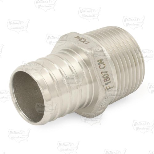 1" PEX x 3/4" Male Threaded Adapter, 304 St. Steel (Lead-Free)
