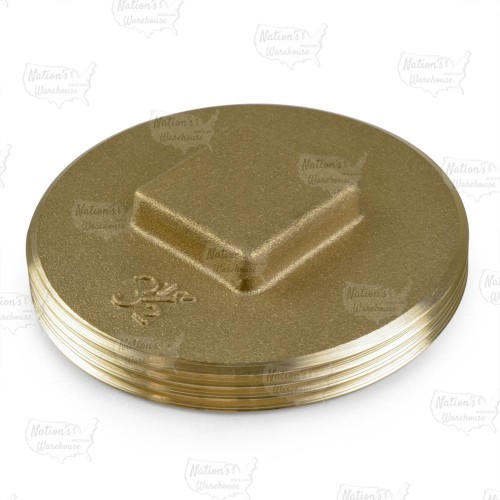 Heavy-Duty Brass Threaded Cleanout Plug w/ Raised Square Head, 3-1/2" MIP