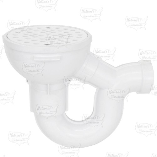 Low-Profile (Short) PVC Floor Drain w/ Round St. Steel Strainer, 2" Hub x 3" Inside Fit