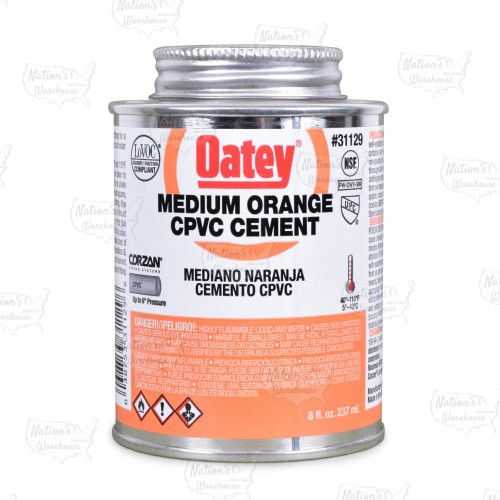 8 oz Medium-Body CPVC Cement w/ Dauber, Orange