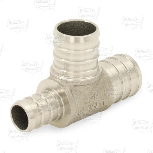3/4" PEX x 1/2" x 3/4" PEX 304 St. Steel Reducing Tee (Lead-Free)..
