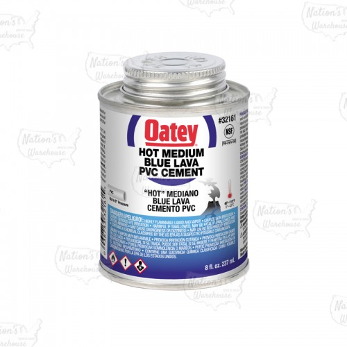 4 oz Medium-Body Blue Lava Primerless PVC Cement w/ Dauber, Extra Fast Set, Blue