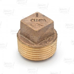 1" MPT Square-Head Brass Plug, Lead-Free