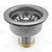St. Steel Kitchen Sink Deep Double Cup Drain Strainer w/ Ball Locking Post Basket (Solid Brass Nuts)