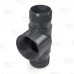 2" Barbed Insert x 2" Female NPT Threaded PVC Tee, Sch 40, Gray