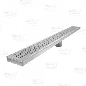 30" long, StreamLine Stainless Steel Linear Shower Pan Drain w/ Square Holes Strainer, 2" PVC Hub