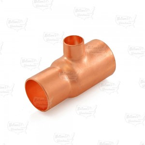 1-1/4" x 1" x 1/2" Copper Tee