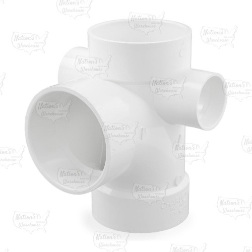 4" PVC DWV Sanitary Tee w/ 2" Right & Left Side Inlets