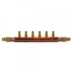 6-branch 1/2” PEX-A Copper Manifold, 3/4” PEX x Open, LF