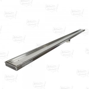 60" long, StreamLine Stainless Steel Linear Shower Pan Drain w/ Tile-in Strainer, 2" PVC Hub