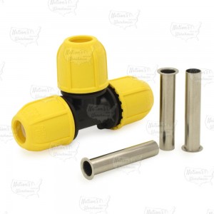 1/2" CTS Compression Tee for Yellow PE Gas Pipe