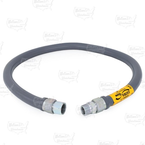 48" UltraFlow High BTU, PVC-Coated Gas Appliance Connector, 3/4" MIP (1/2" FIP) x 3/4" FIP, 3/4" ID