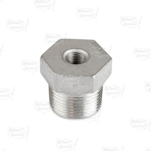 3/4" x 1/8" 304 Stainless Steel Hex Bushing, MNPT x FNPT threaded