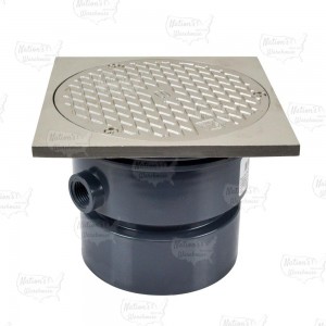 Standard Adjustable Cleanout Complete Assembly, Square, Stainless Steel, PVC 4" Hub