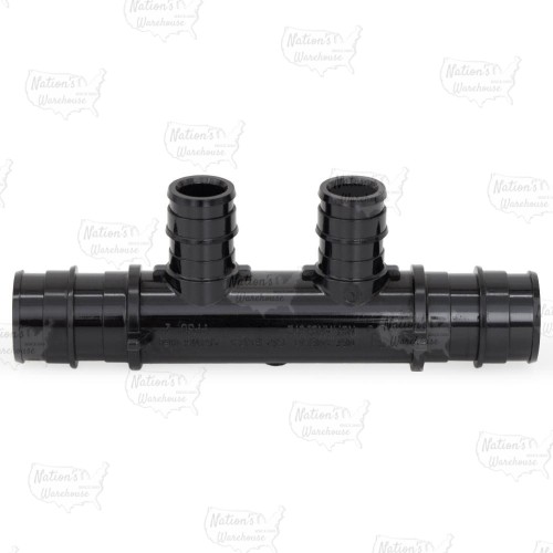 2-Branch PEX-A Expansion (F1960) Poly-Alloy Manifold, 1/2" Ports x 3/4" Inlet/Outlet, Open-Style, Lead-Free