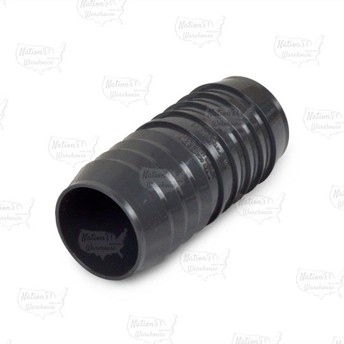 1-1/2" Barbed Insert PVC Coupling, Sch 40, Gray