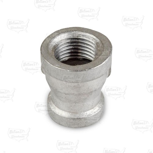 1/2" x 3/8" 304 Stainless Steel Reducing Coupling, FNPT threaded