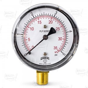 0-5 psi Pressure Gauge, 2-1/2" Dial, 1/4" NPT