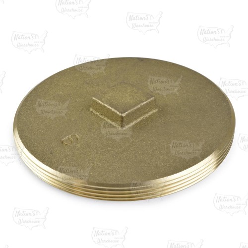 Heavy-Duty Brass Threaded Cleanout Plug w/ Raised Square Head, 6" MIP