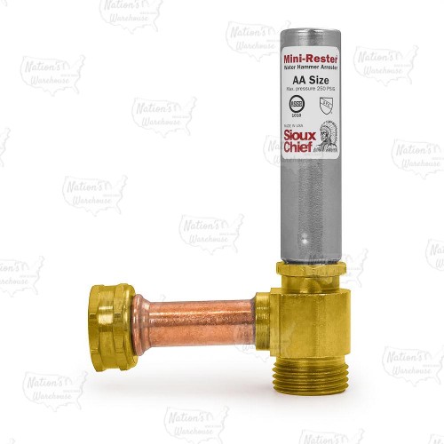 3/4" Female Swivel Hose Thread x 3/4" Male Hose Thread Tee, Mini-Rester Water Hammer Arrestor