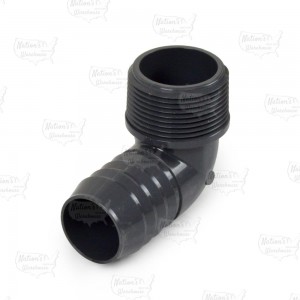 1-1/4" Barbed Insert x 1-1/4" Male NPT 90° PVC Elbow, Sch 40, Gray