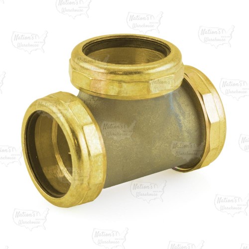 1-1/2" Tee, Rough Brass