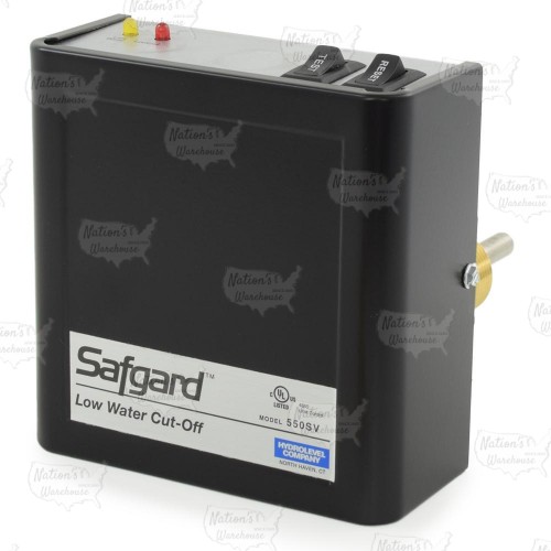 Safgard 550SV, Low Water Cut-Off w/ Manual Reset & Test Button, Short Probe, Gas or Oil, 120V